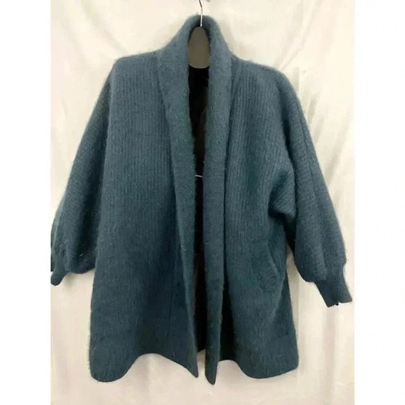 Blue Oversized Open Coat Angora Rabbit Fur Coat Chang Won L/XL - Picture 9 of 15